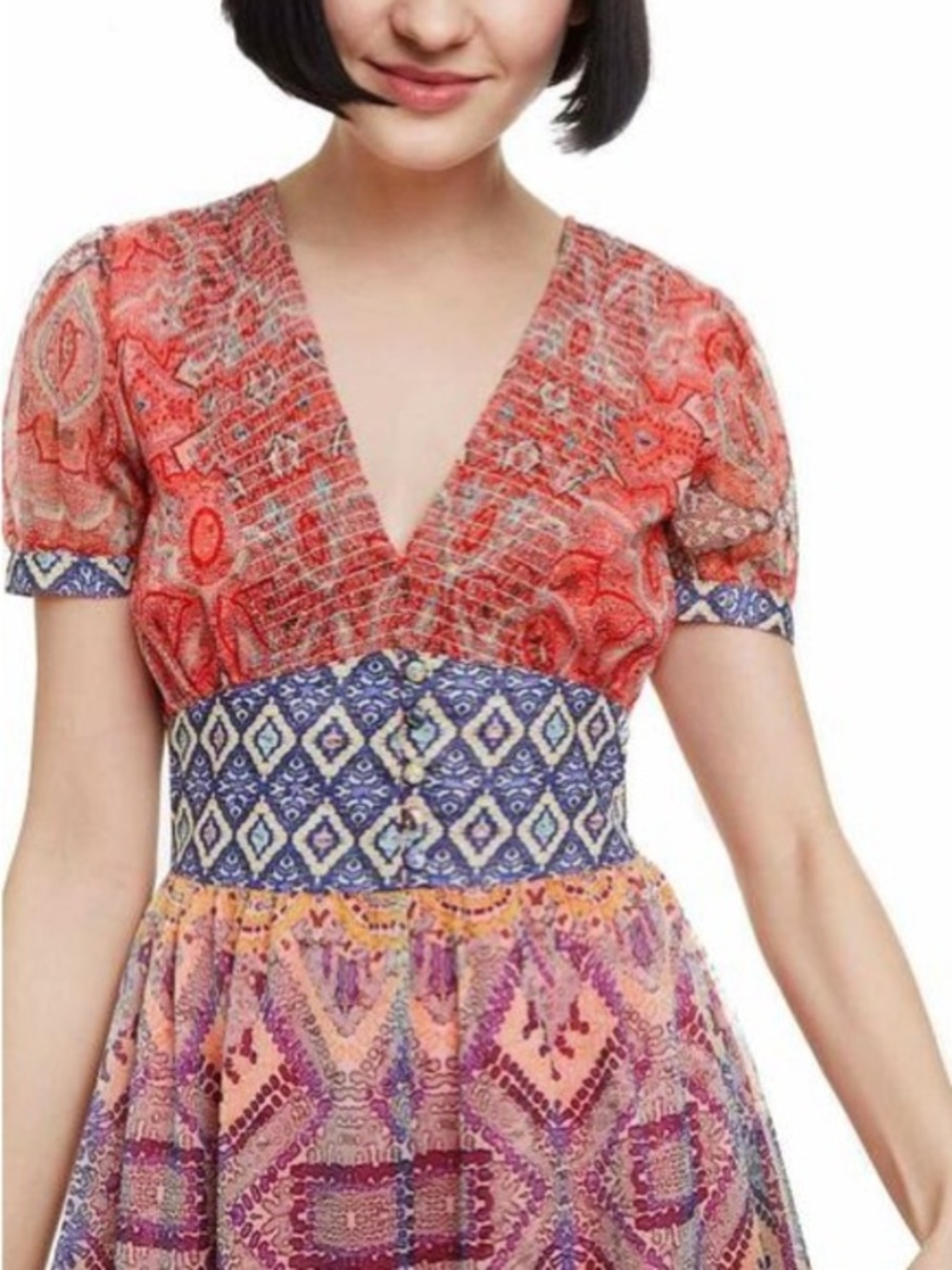 Desigual Vibrant Red Paisley Sleeveless Top
